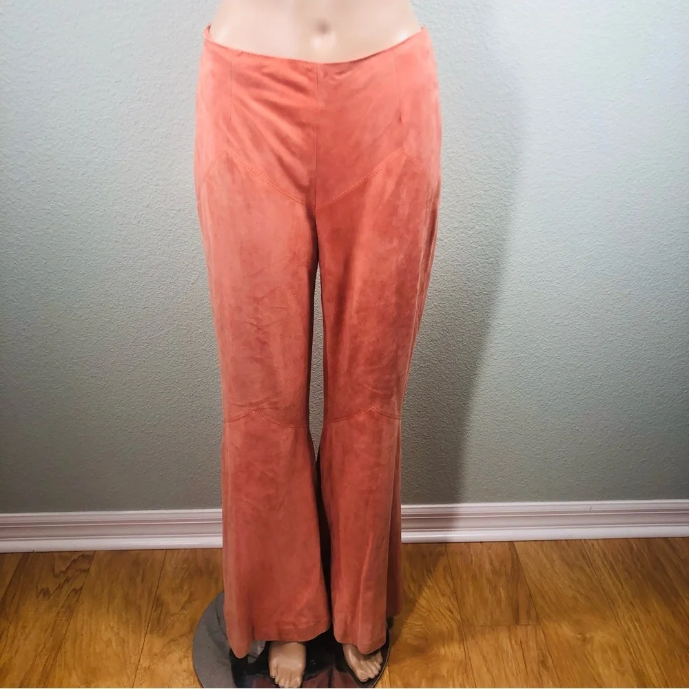 Valentino coral suede flare pants Sz 6 - Picture 7 of 16